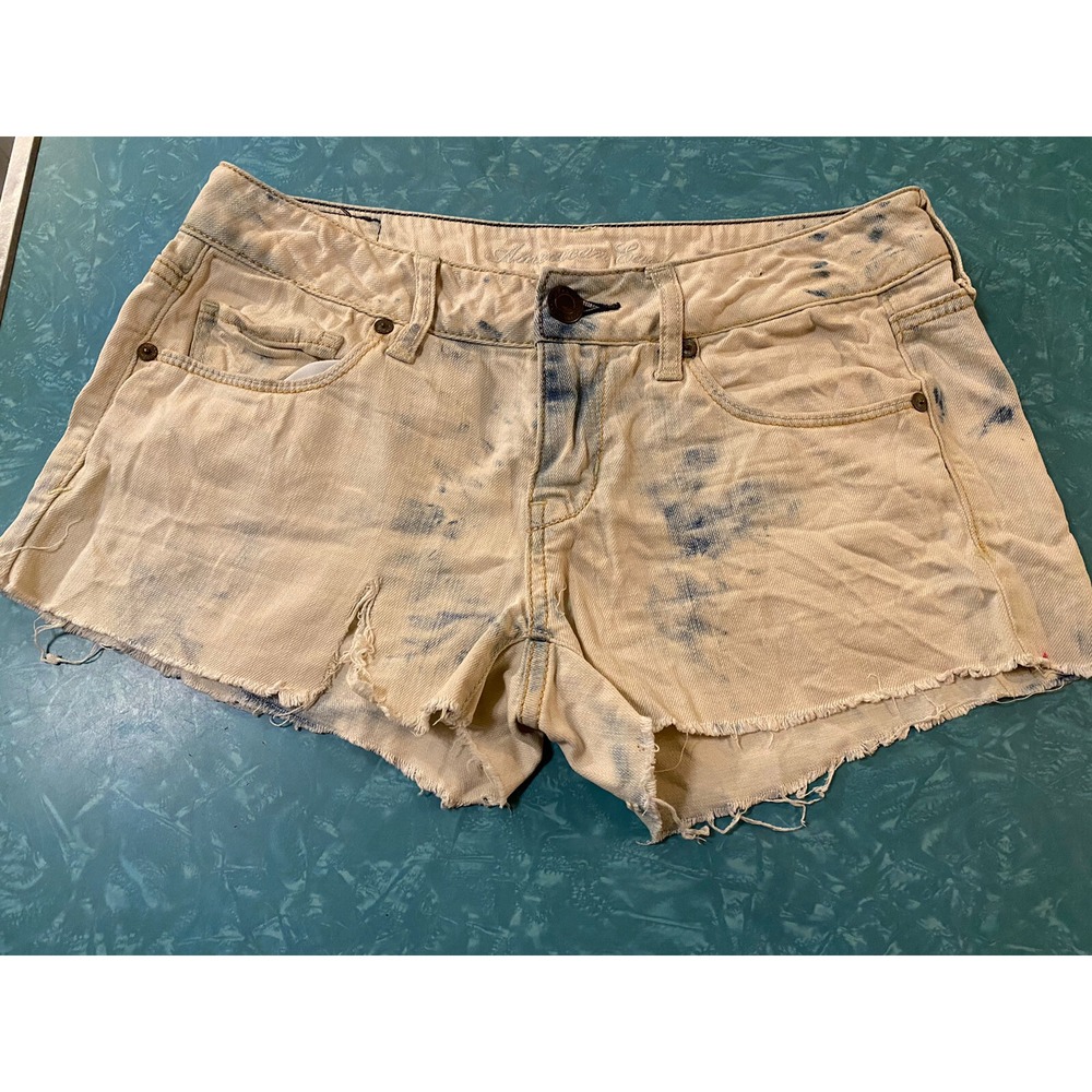 American Eagle Size 5? Distressed Acid Wash Skinny Jean Shorts Fray Edge W30